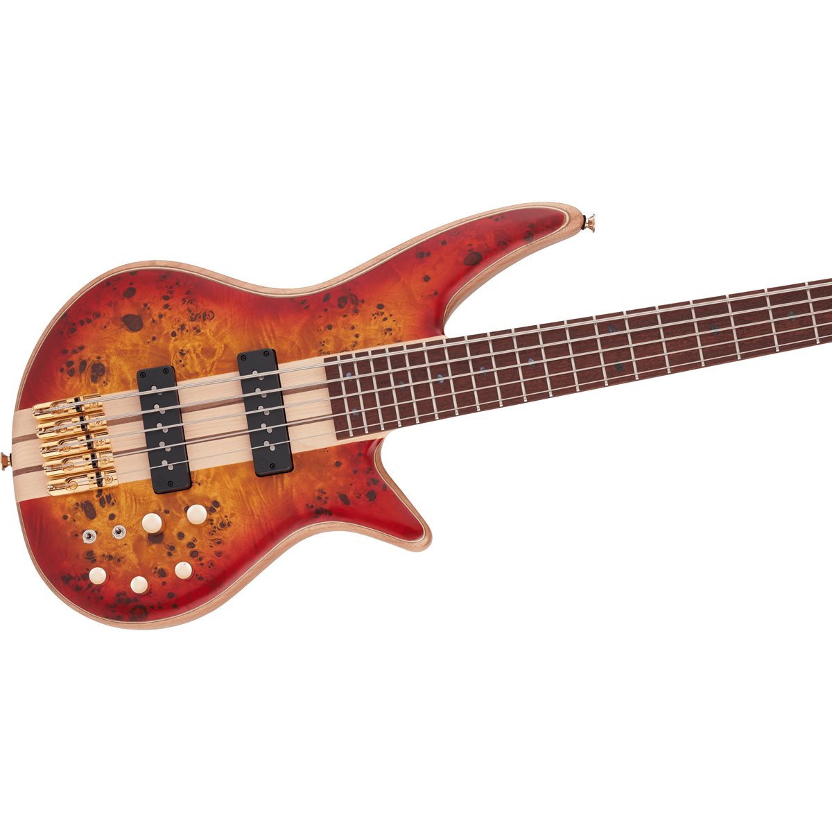 Jackson Guitars - Pro Series Spectra Bass SB V Poplar Burl, Caramelized Jatoba Fingerboard - Transparent Cherry Burst