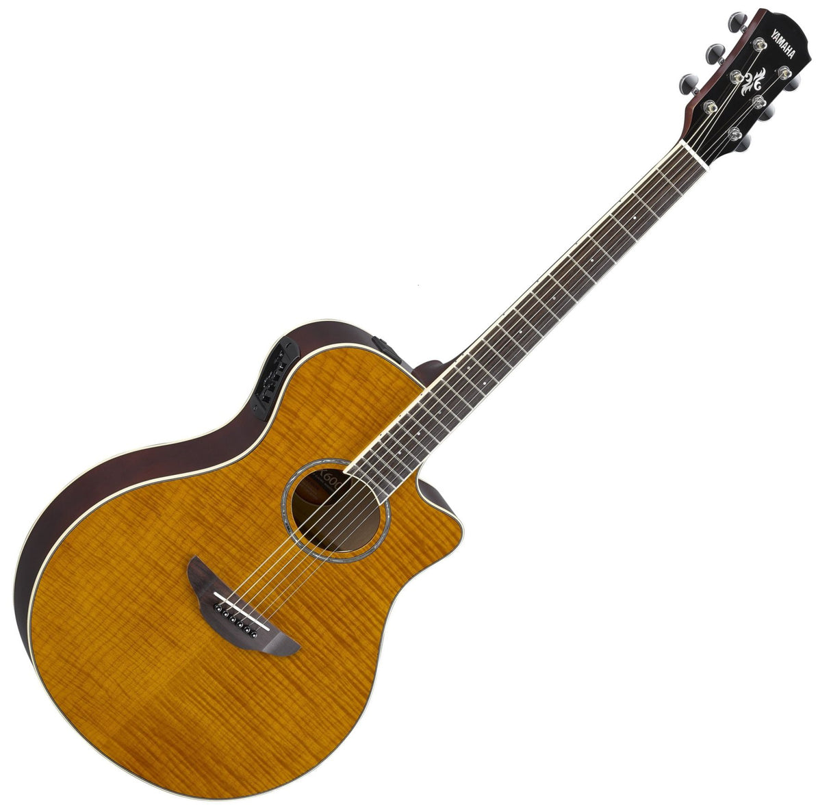 Yamaha - APX600FM Acoustique-Électrique avec Pan Coupé - Érable Flammé Ambré APX600FM AM