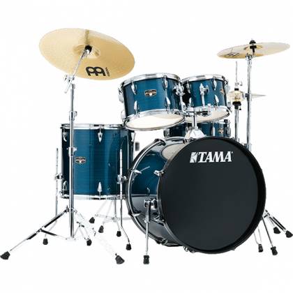 Batterie Tama IE52CHLB Imperialstar Hairline Blue 5 pièces d'occasion avec grosse caisse de 22" x 16".