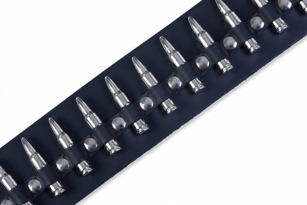 Sangle de guitare en cuir noir Levys PM28-2B-BLK avec fausses balles métalliques, 5 cm