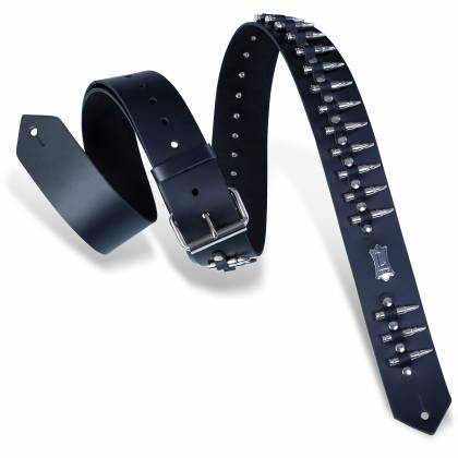 Sangle de guitare en cuir noir Levys PM28-2B-BLK avec fausses balles métalliques, 5 cm