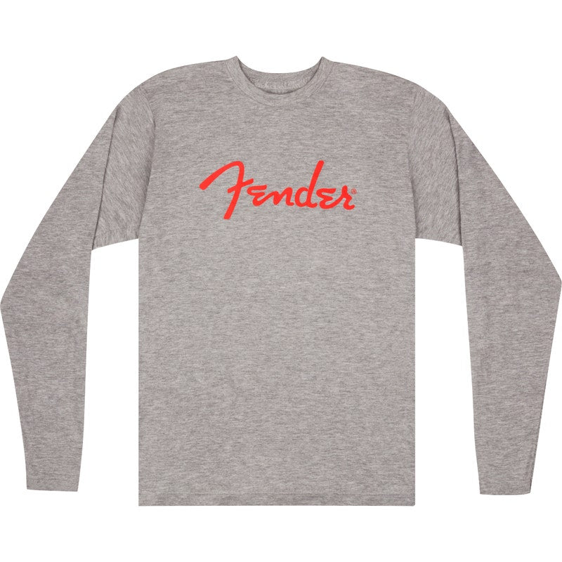 Fender Guitars Spaghetti Logo Longsleeve T-Shirt, Heather Gray, Medium