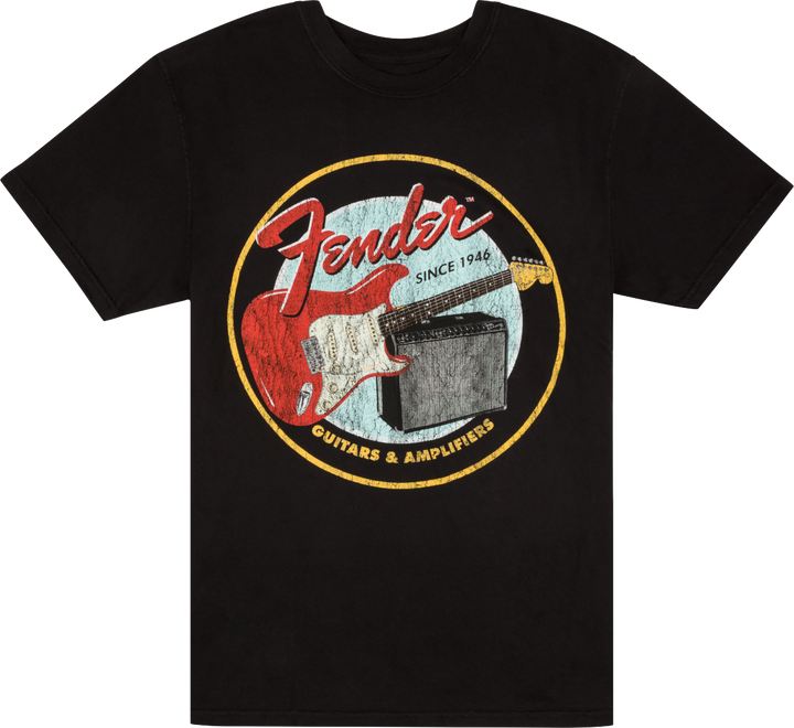 T-Shirt Fender 1946 Guitares & Amplificateurs-L- Noir Vintage 9193122506