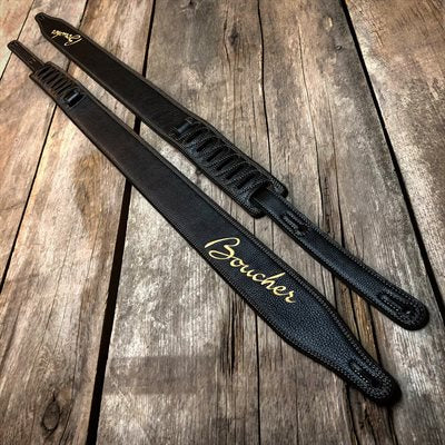 Boucher 2-1/2'' Triple Ply super-soft Leather Guitar Strap, Black