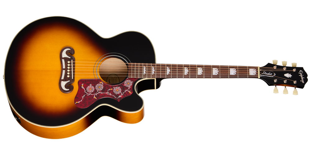 Guitare électro-acoustique J-200 Studio EC avec housse - Vintage Sunburst