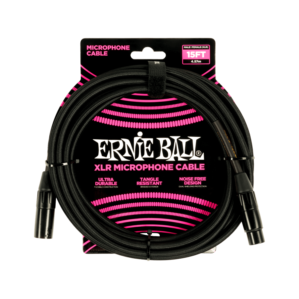 Ernie Ball - 15 Braided XLR Mic Cable - Black