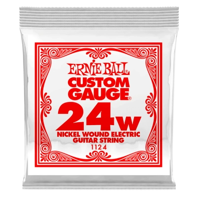 Corde simple pour guitare électrique Ernie Ball, filée en nickel, 0,024