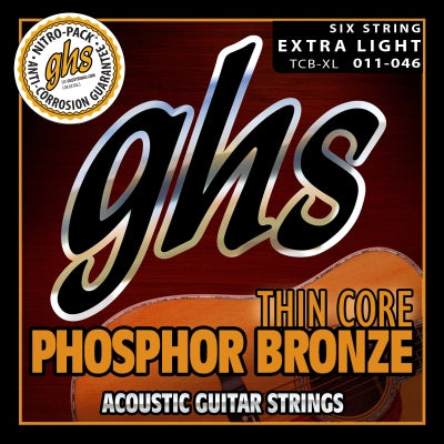 Cordes GHS - Jeu de cordes pour guitare acoustique en bronze phosphoreux à âme fine - Extra légères