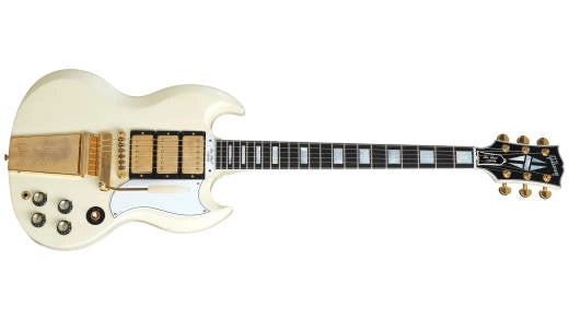 Gibson Custom Shop - Réédition Les Paul Custom SG VOS 1963 avec 3 micros, touche en ébène et vibrato Maestro