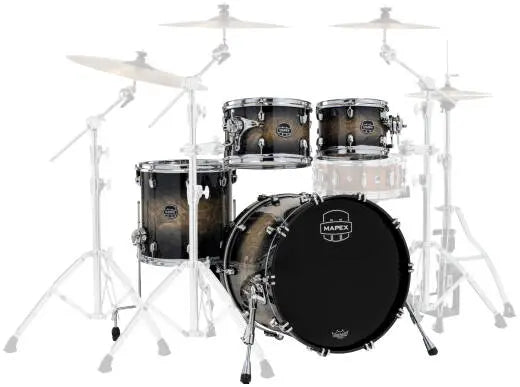 Mapex - Pack de 4 fûts Saturn VI Fusion (20, 10, 12, 14) - Black Ink Burst