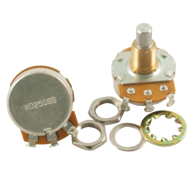 Potentiomètre WD Music Alpha à courbe audio, axe plein, bague standard - 250 kΩ