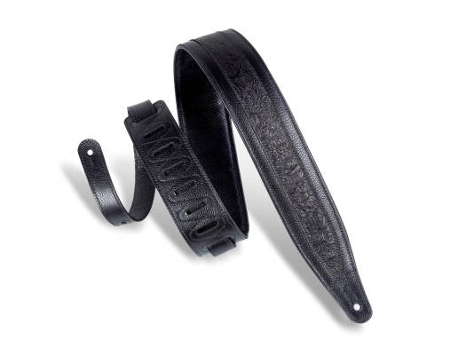 Levys - Sangle de guitare en cuir de 6,35 cm (2-1/2 pouces) avec motif florentin en relief - Noir