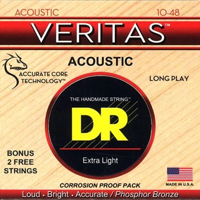 DR Strings - Cordes pour guitare acoustique Veritas à noyau enduit - Légère 10-48