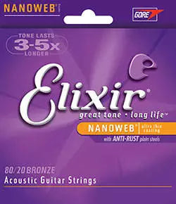Cordes Elixir - Corde acoustique simple NANOWEB 80/20 Bronze .070