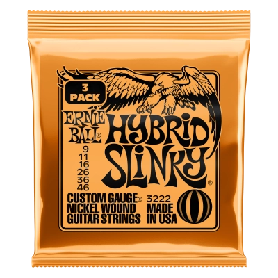 Ernie Ball - Lot de 3 cordes électriques hybrides Slinky 9-46