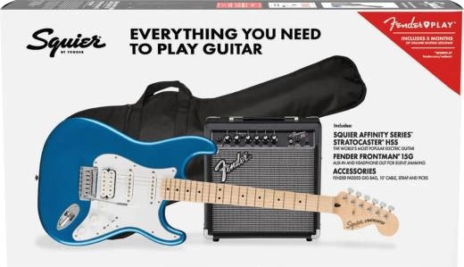 Squier - Pack Affinity Stratocaster HSS avec housse de transport 15G - Bleu Lake Placid
