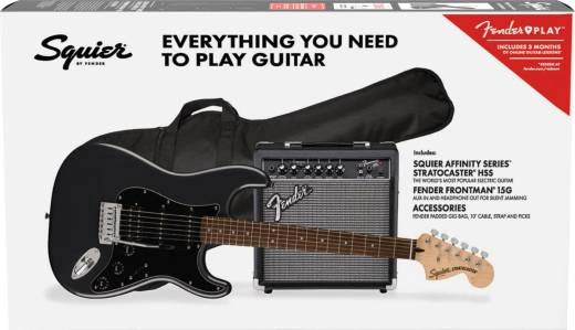 Squier - Pack Affinity Stratocaster HSS avec housse de transport 15 g - Charcoal Frost Metallic