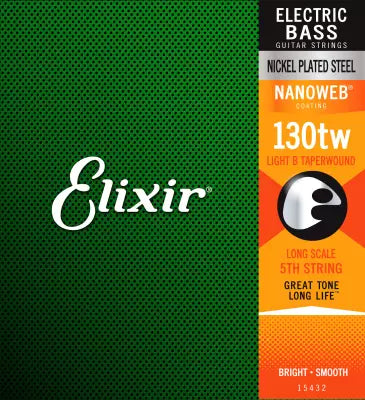 Cordes Elixir - Corde simple pour basse électrique en acier nickelé, 5e corde avec revêtement NANOWEB, Si clair, diapason long, filetage conique