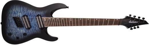 Jackson Guitars - Série X Soloist Arch Top SLATX7Q MS, touche en laurier, multi-échelles - Bleu transparent
