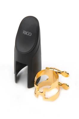 RICO par D'Addario - Ligature en H et capuchon, saxophone alto, plaqué or
