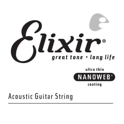 Cordes Elixir - Corde simple pour guitare acoustique en bronze phosphoreux avec revêtement NANOWEB, .024