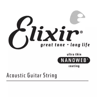 Cordes Elixir - Corde simple pour guitare acoustique en bronze phosphoreux avec revêtement NANOWEB, .039
