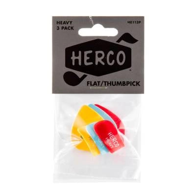 Herco - Médiators plats pour pouce, épais (paquet de 3)