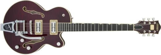 Gretsch Guitars - G6659TFM Players Edition Broadkaster Jr. Electric Guitar with Bigsby, USA Full-Tron Pickups, Tiger Flame Maple - Dark Cherry Stain