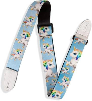 Levys - 1.5 Childrens Guitar Strap - Unicorns/Light Blue