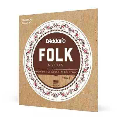 DAddario - EJ32 - Folk Nylon Silver Wound/Black Nylon