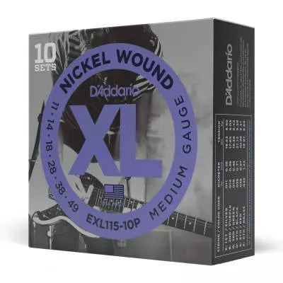 DAddario - EXL115-10P Nickel Wound Electric Guitar String Sets 10-Pack - Jazz/Rock 11-49
