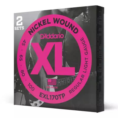 DAddario - EXL170TP - Pack de deux - Nickel filé rond, diapason long 45-100