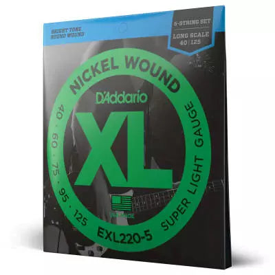 DAddario - EXL220-5 - Guitare 5 cordes nickel à fil rond, diapason long 40-125