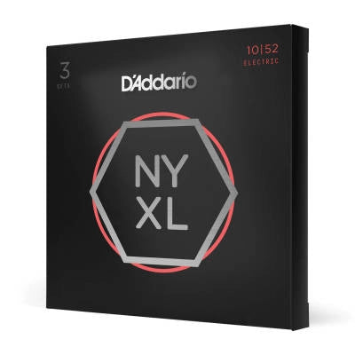 DAddario - NYXL1052 Cordes légères pour le dessus et lourdes pour le dessous, 10-52, lot de 3