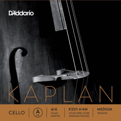 Corde de violoncelle Kaplan Orchestral - KS511 4/4M - Corde de La simple, diapason 4/4, tension moyenne