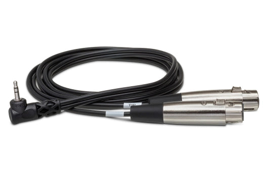 Câble microphone pour caméscope Hosa, double XLR3F vers TRS 3,5 mm coudé, 30 cm