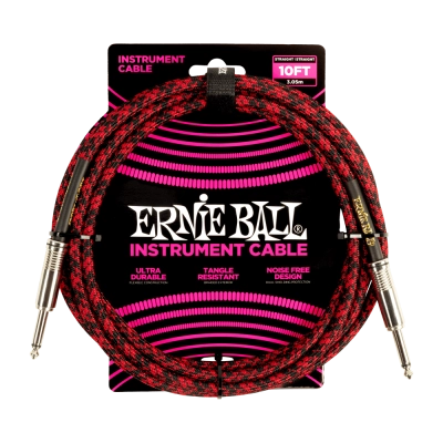 Ernie Ball - 10 Straight Braided Cable - Red Black