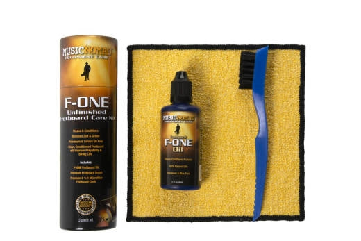 Kit d'entretien pour touche non finie Music Nomad - F-ONE : huile, chiffon, brosse