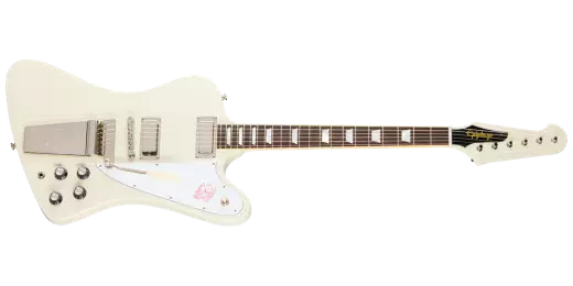 Epiphone - Guitare électrique Firebird V de 1963 avec vibrato Maestro et étui rigide - Blanc Polaris