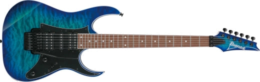 Ibanez - Guitare électrique RG450QM en érable matelassé avec accastillage noir - Bleu saphir