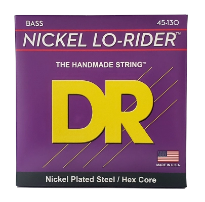 DR Strings - Cordes pour basse 5 cordes Lo-Rider Hex Core en acier nickelé - Tirant moyen (45-130)