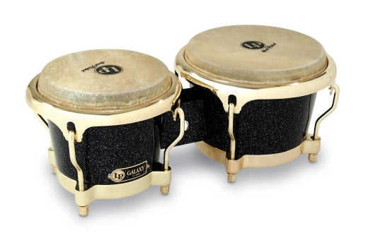 Percussions latines - Bongos Galaxy en fibre de verre - Noirs avec accessoires dorés