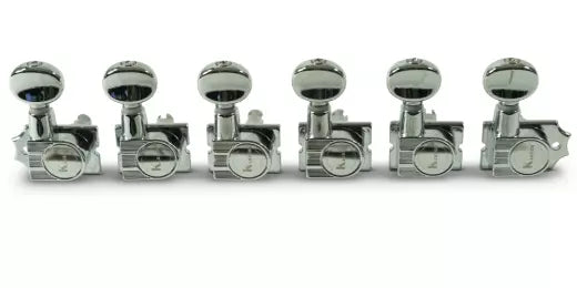 Kluson - 6 In Line Revolution Series H-Mount Tuning Machines with Staggered Posts - Chrome