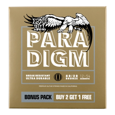 Cordes acoustiques Ernie Ball Paradigm - 80/20 - 12-54 (lot de 3)