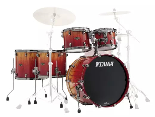Tama - Starclassic Walnut/Birch 5-Piece Shell Pack (22,10,12,14,16) with Black Nickel Shell Hardware - Vermillion Bosse Fonce Fade