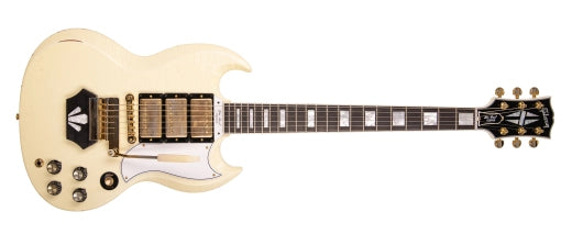 Gibson Custom Shop - Guitare électrique Murphy Lab Light Aged Les Paul SG 3 micros de 1962 - Blanc classique