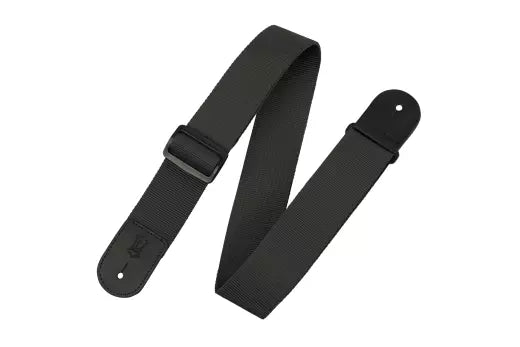 Levys - Polypropylene Guitar Strap with Leather Ends - Black