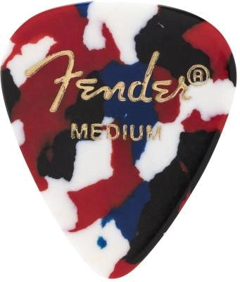Fender - Médiators en celluloïd forme 351, paquet de 12, médium - Confetti