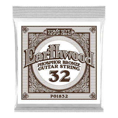 Corde simple pour guitare acoustique Earthwood en bronze phosphoreux Ernie Ball - .032
