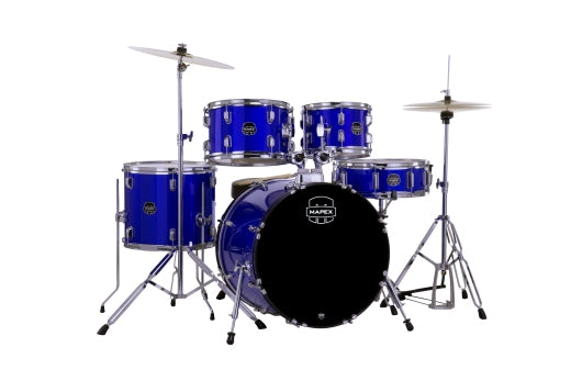 Mapex - Comet Batterie 5 pièces (20", 10", 12", 14", grosse caisse) avec cymbales et accessoires - Bleu indigo
